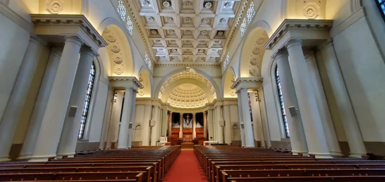 National City Christian Church interior with altar and organ